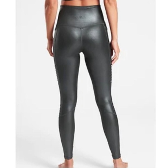 Athleta Pants - Athleta Inclination Moto Tight in Black Shimmer High-Waist Size Small